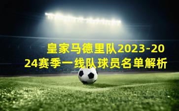皇家马德里队2023-2024赛季一线队球员名单解析